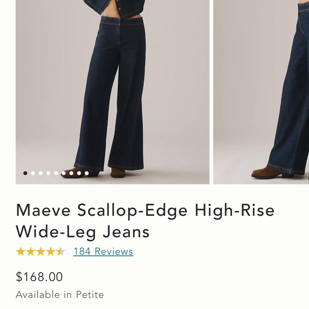 Anthropologie Maeve Indigo Scallop-Edge Wide-Leg Jeans size 25
